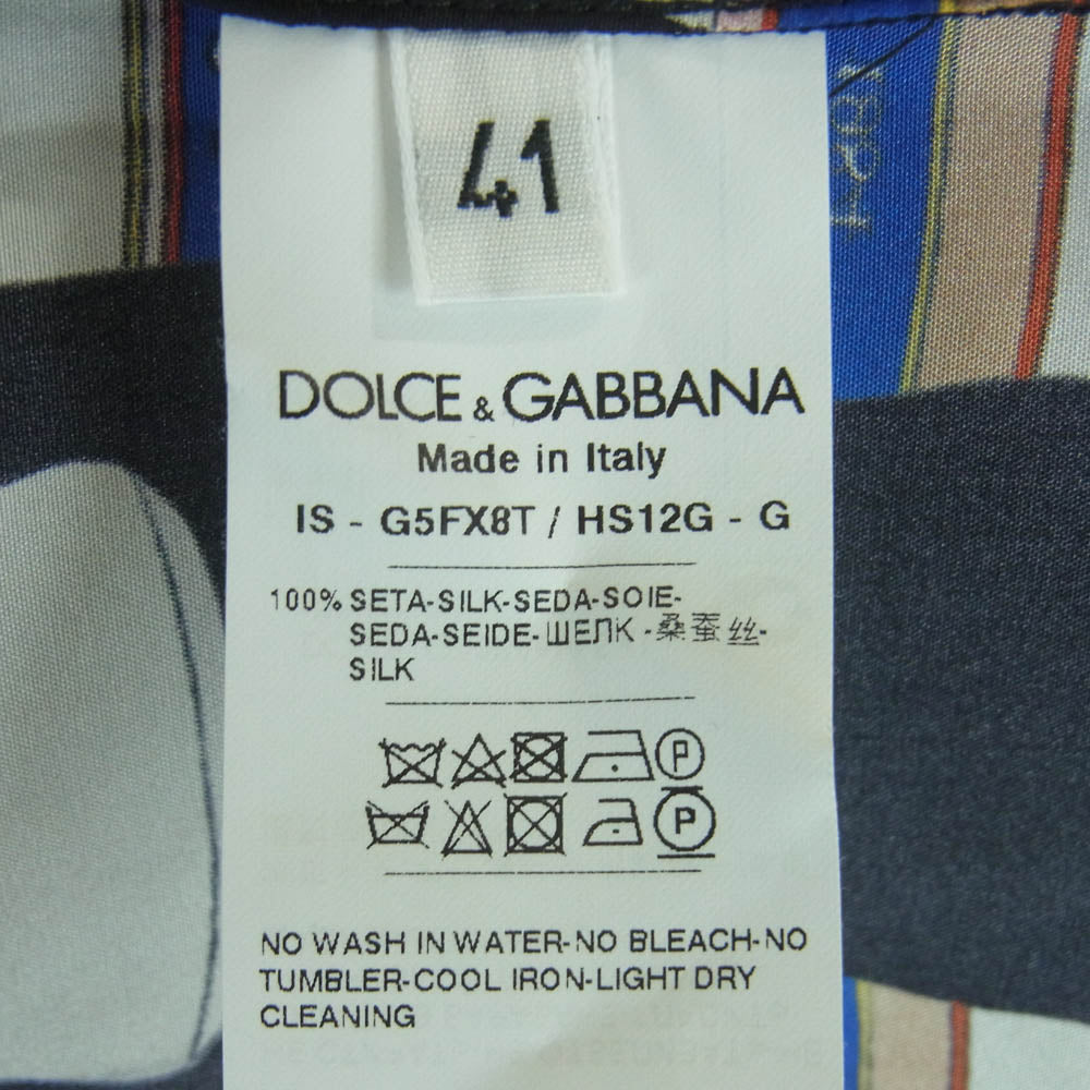 DOLCE&GABBANA ドルチェアンドガッバーナ G5FX8T Love Bottle Silk Shirt ボトル総柄 シルク 長袖 シャツ ブラック系 41【中古】