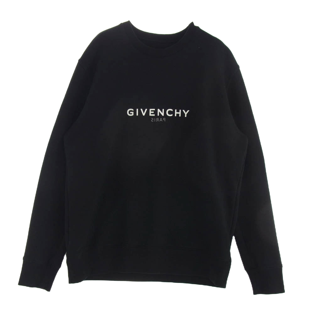 GIVENCHY ジバンシィ BMJ0HA3Y8N Reverse slim fit sweatshirt リバース ロゴ クルーネック スウェット シャツ トレーナー ブラック系 L【中古】