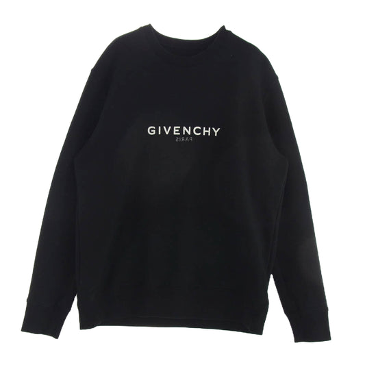 GIVENCHY ジバンシィ BMJ0HA3Y8N Reverse slim fit sweatshirt リバース ロゴ クルーネック スウェット シャツ トレーナー ブラック系 L【中古】