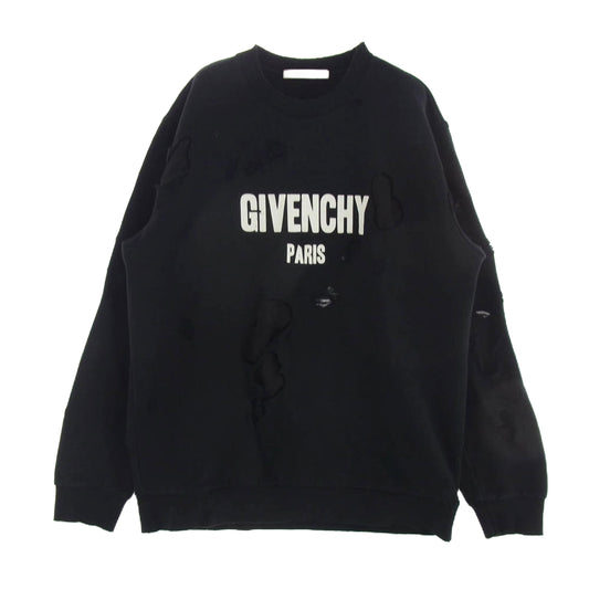 GIVENCHY ジバンシィ 16F 7364 653 デストロイ ダメージ クラッシュ ロゴ スウェット トレーナー ブラック系 L【中古】
