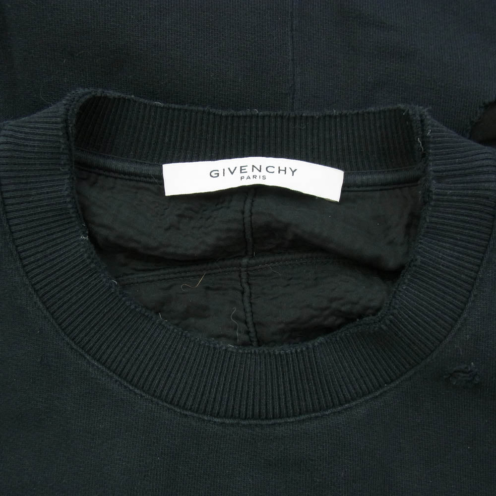 GIVENCHY ジバンシィ 16F 7364 653 デストロイ ダメージ クラッシュ ロゴ スウェット トレーナー ブラック系 L【中古】