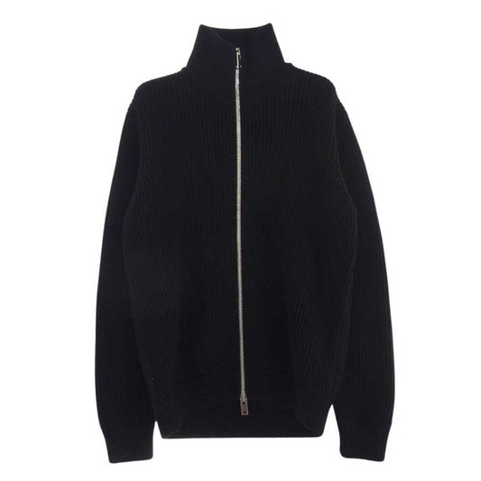 MAISON MARTIN MARGIELA メゾンマルタンマルジェラ 15AW S30GP0173 14ライン ドライバーズ ニット ジップアップ カーディガン 四つタグ ブラック系 L【中古】