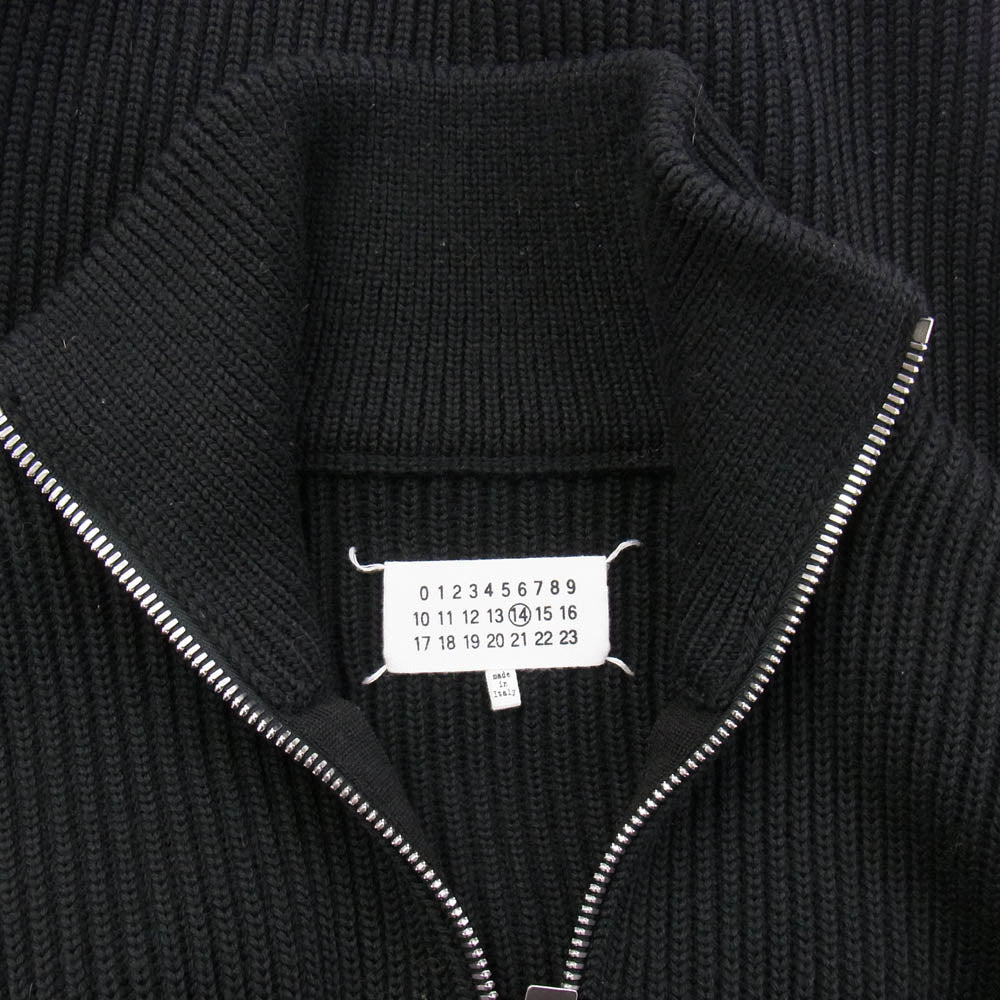 MAISON MARTIN MARGIELA メゾンマルタンマルジェラ 15AW S30GP0173 14ライン ドライバーズ ニット ジップアップ カーディガン 四つタグ ブラック系 L【中古】