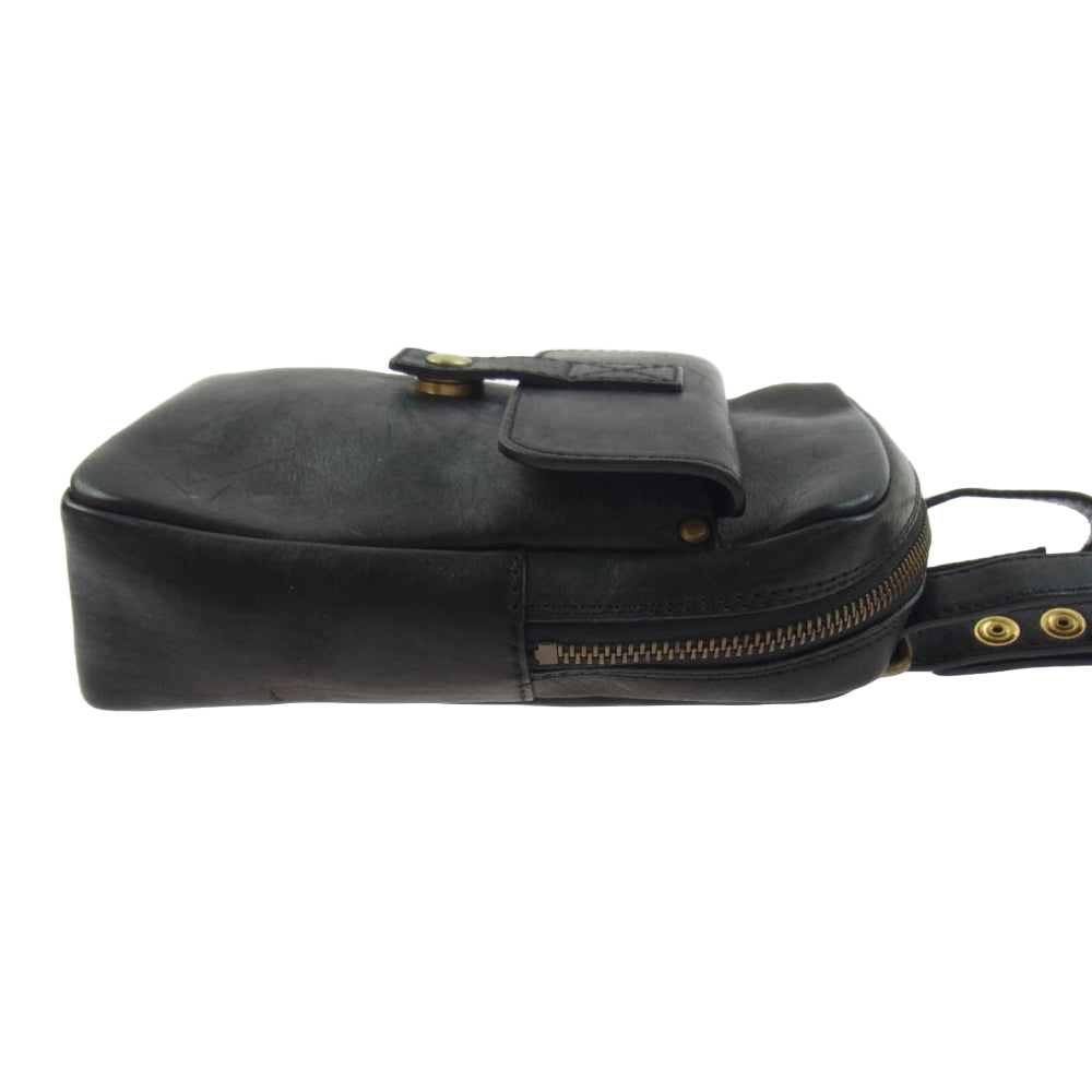 土屋鞄製造所 Gadget ガジェット レザー ビッグポケット ウエストポーチ ブラック系【中古】