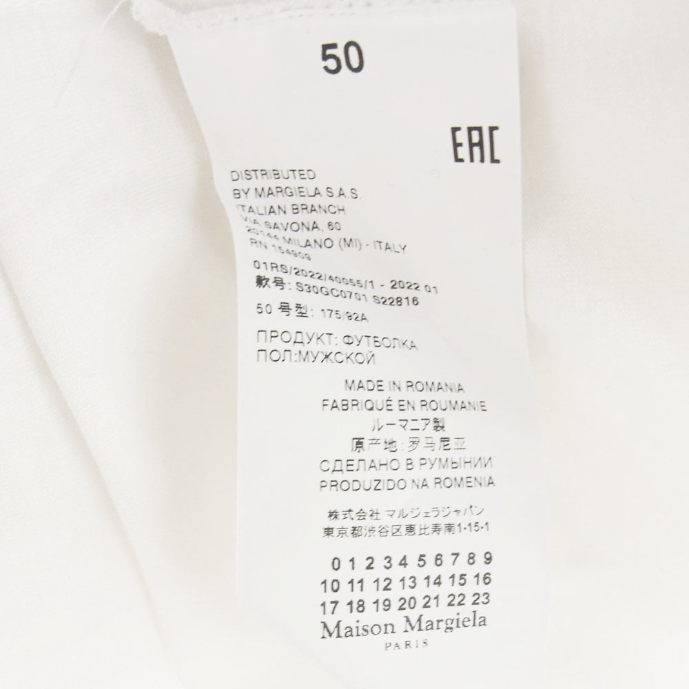 MAISON MARGIELA メゾンマルジェラ 22SS S30GC0701 10ライン 反転ロゴ リバースロゴ 四つタグ 半袖 Tシャツ ホワイト系 50【中古】