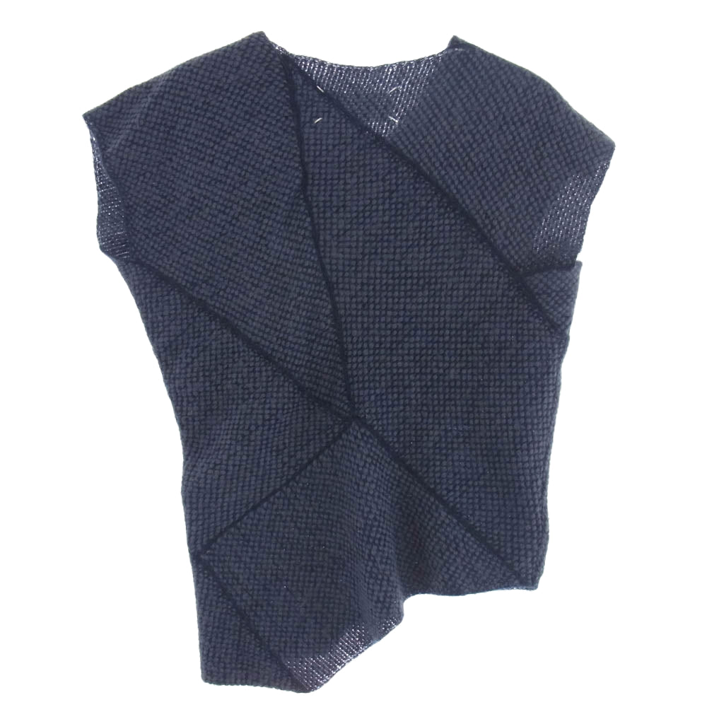 MAISON MARTIN MARGIELA メゾンマルタンマルジェラ 09AW 31 HA272 1ライン 四つタグ ここのえタグ 再構築 アシンメトリー モヘヤ ニット ベスト ネイビー系 M【中古】