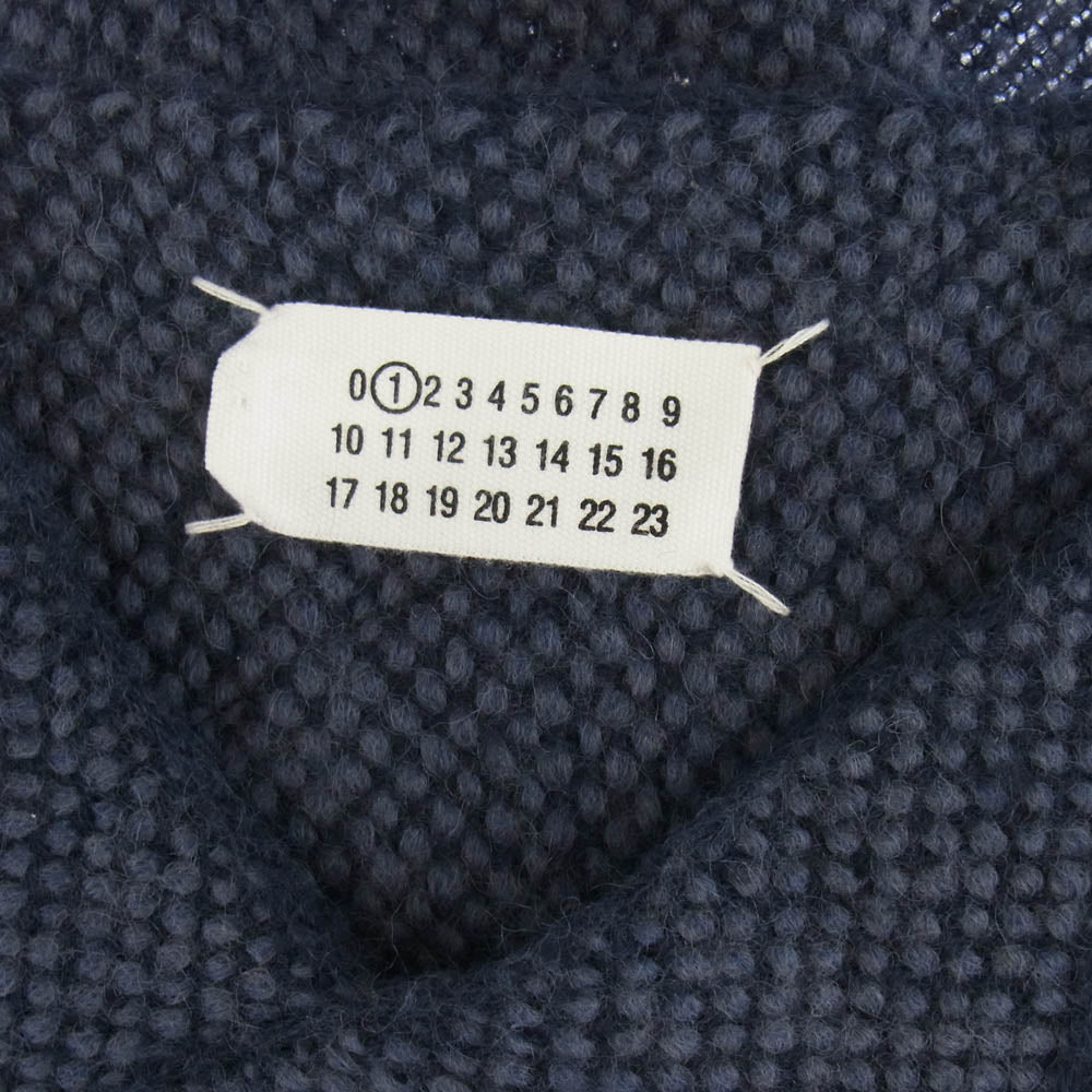 MAISON MARTIN MARGIELA メゾンマルタンマルジェラ 09AW 31 HA272 1ライン 四つタグ ここのえタグ 再構築 アシンメトリー モヘヤ ニット ベスト ネイビー系 M【中古】