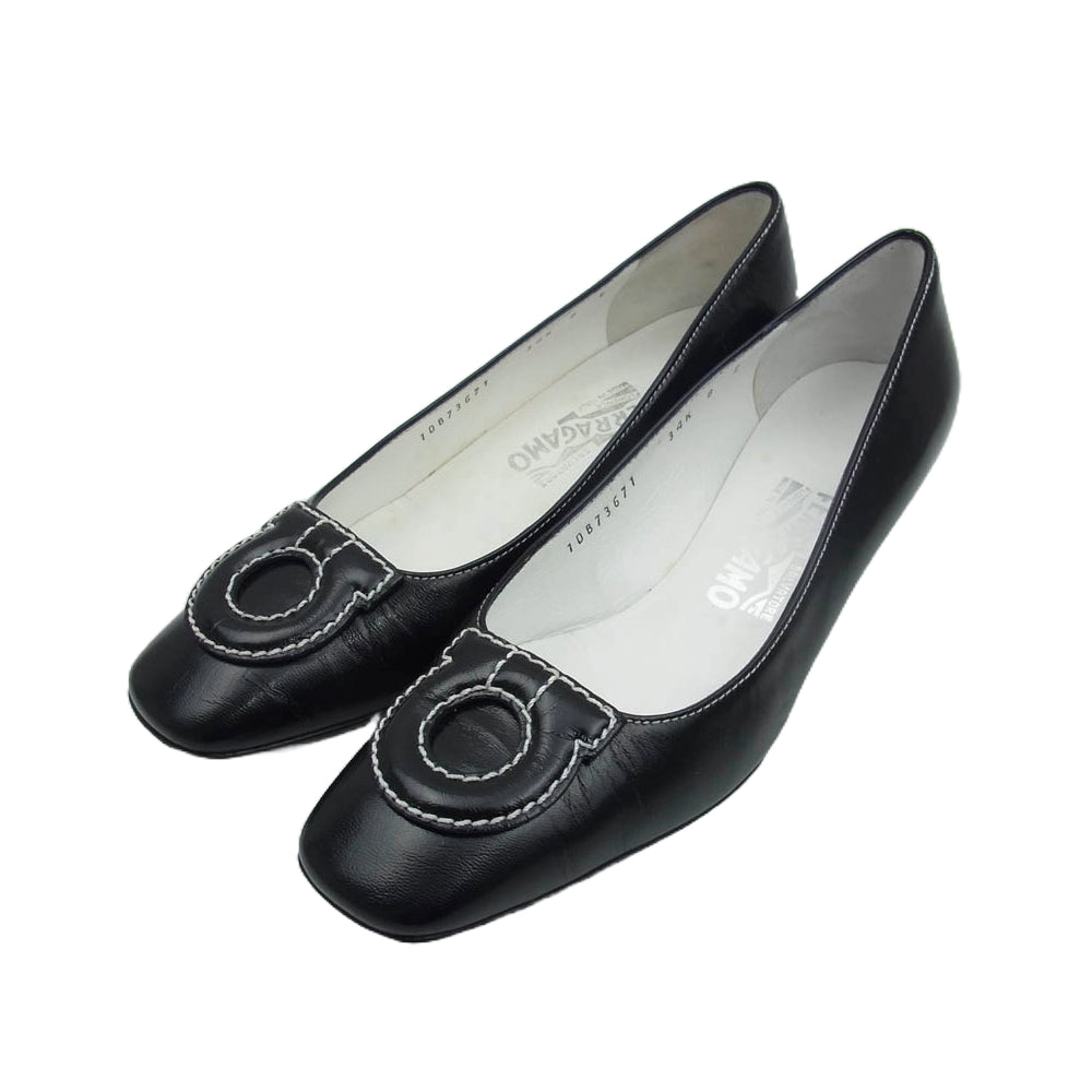 Salvatore Ferragamo サルヴァトーレフェラガモ ガンチーニ パンプス サンダル ブラック ブラック系 8【中古】