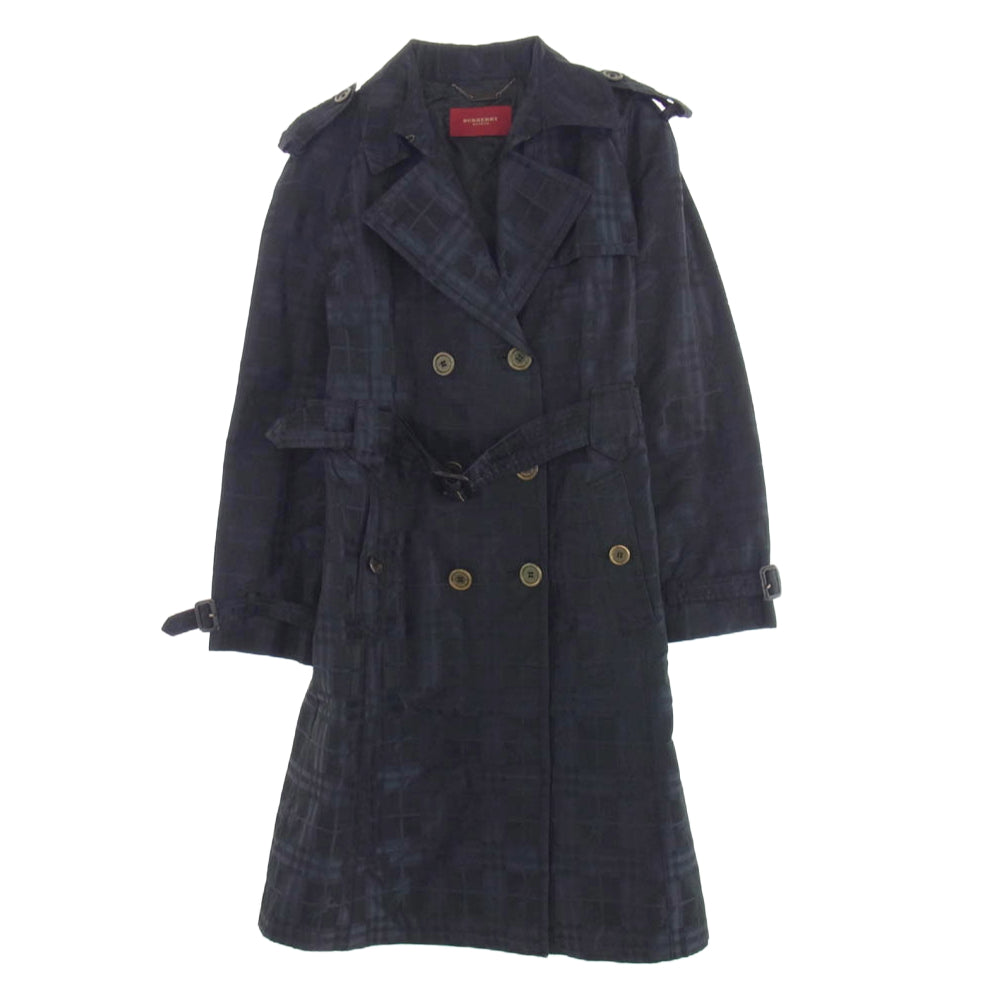 BURBERRY LONDON バーバリー ロンドン 223TD90 赤タグ チェック トレンチ コート ネイビー系 40【中古】