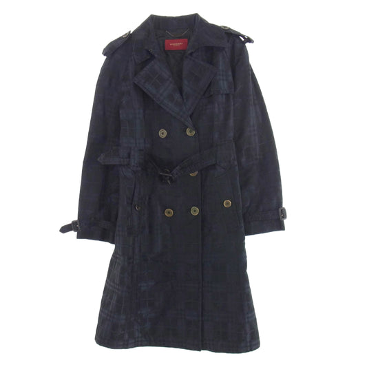 BURBERRY LONDON バーバリー ロンドン 223TD90 赤タグ チェック トレンチ コート ネイビー系 40【中古】