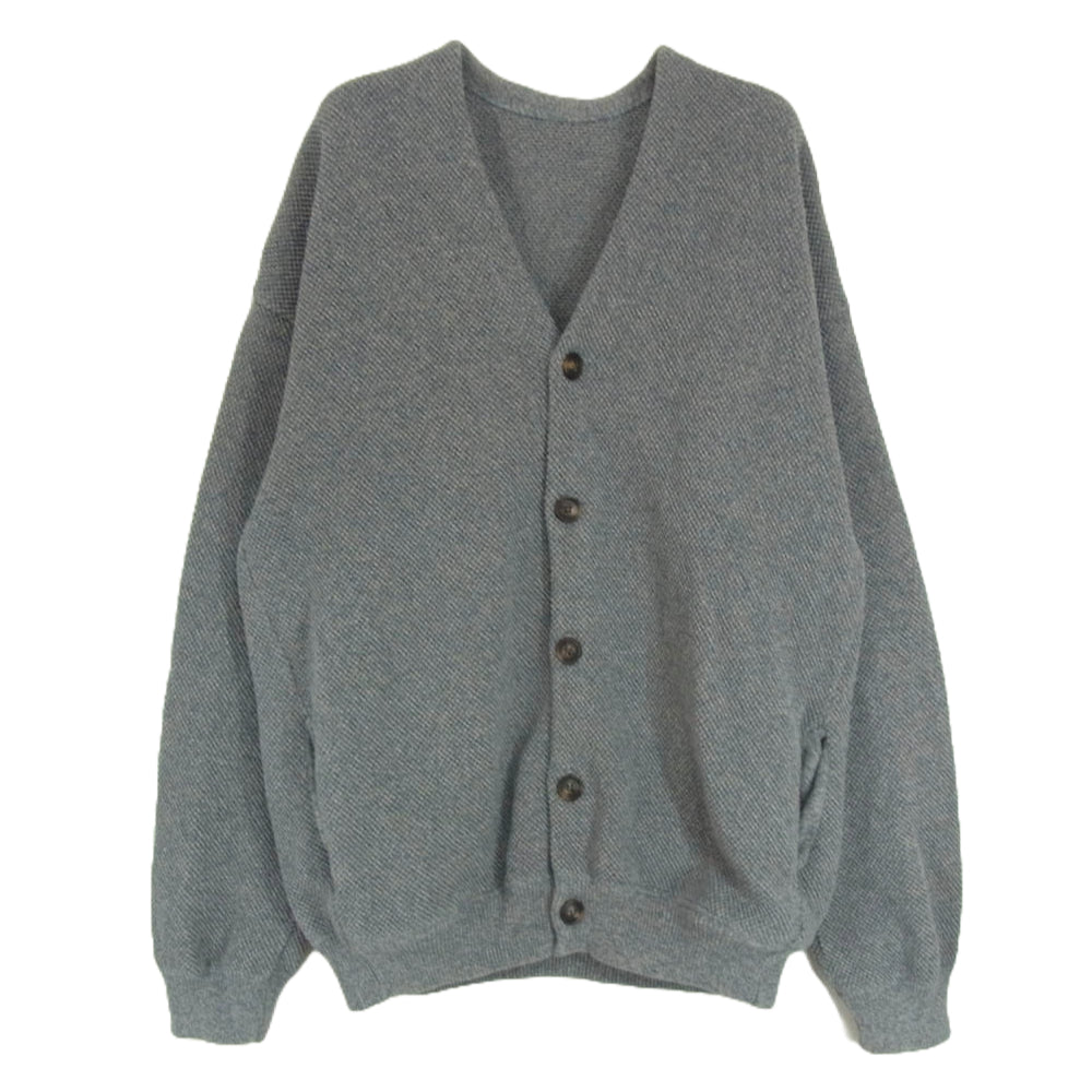 crepuscule クレプスキュール 2103-002 Moss Stitch V/N Cardigan 鹿の子 モススティッチ Vネック カーディガン ブルー系 2【中古】