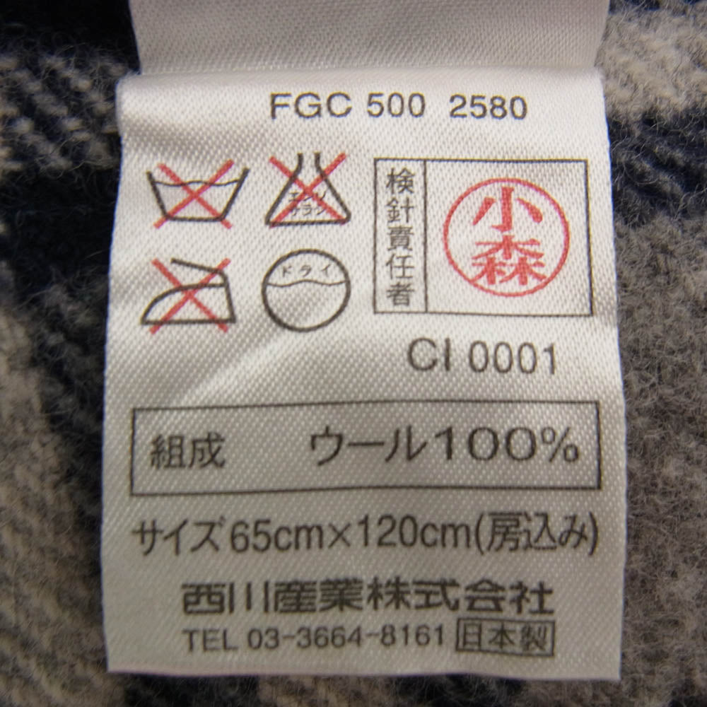 BURBERRY LONDON バーバリー ロンドン 0156JA64W ウール 刺繍 チェック マフラー グレー系 ネイビー系【中古】