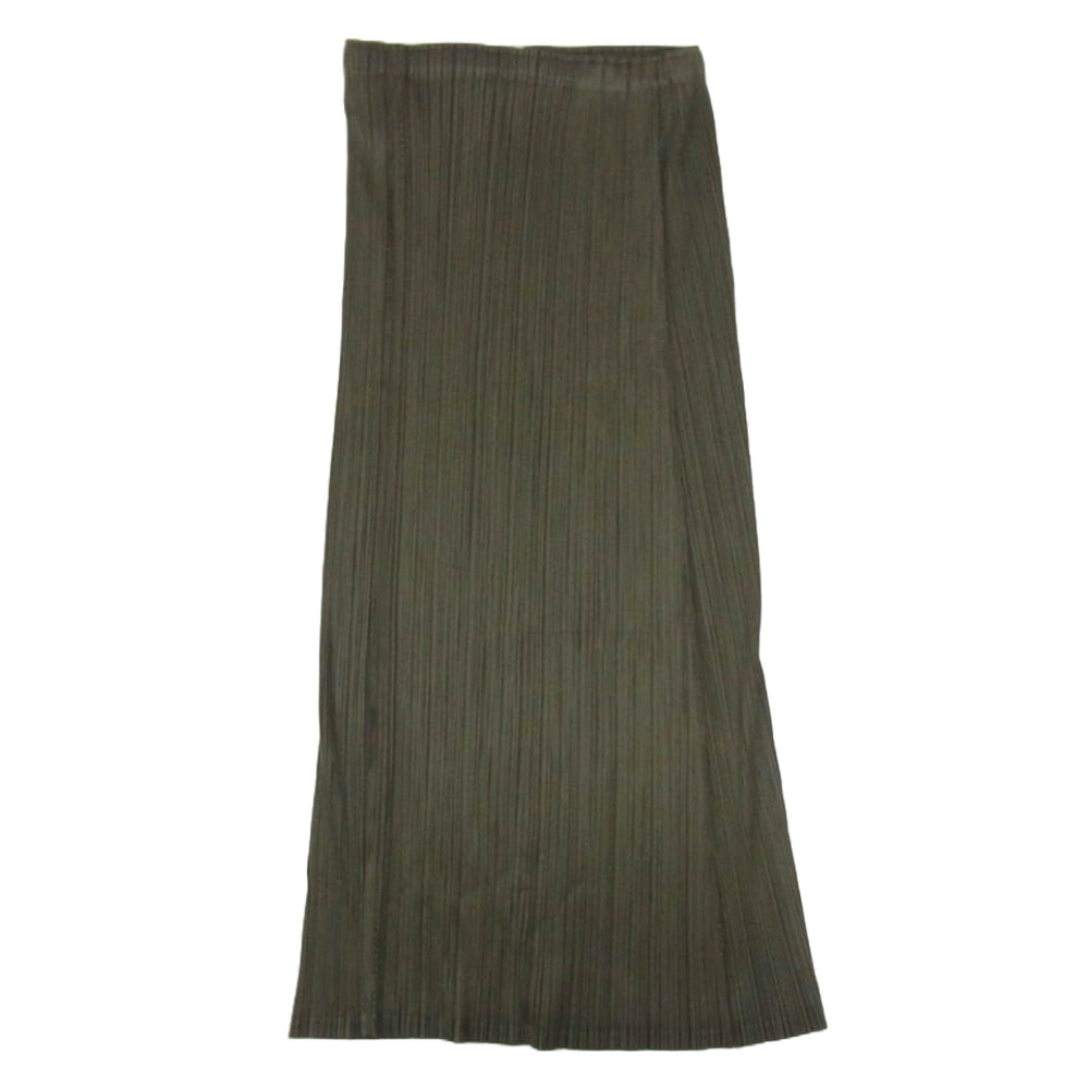 PLEATS PLEASE プリーツプリーズ イッセイミヤケ PP41-JG126 プリーツ加工 インサイドアウト ジップアップ ロング スカート カーキ系 3【中古】