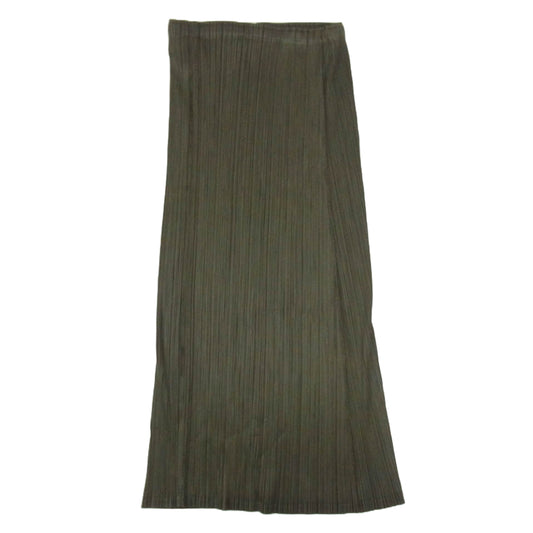 PLEATS PLEASE プリーツプリーズ イッセイミヤケ PP41-JG126 プリーツ加工 インサイドアウト ジップアップ ロング スカート カーキ系 3【中古】