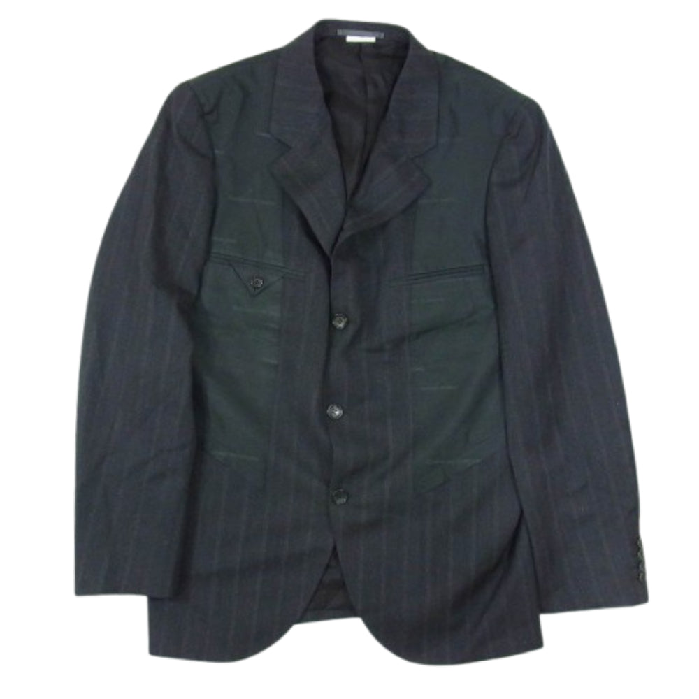 COMME des GARCONS HOMME DEUX コムデギャルソンオムドゥ AD2024 DN-J036 インサイドアウト ロゴ総柄 ウール テーラード ジャケット ブラック系 L【極上美品】【中古】
