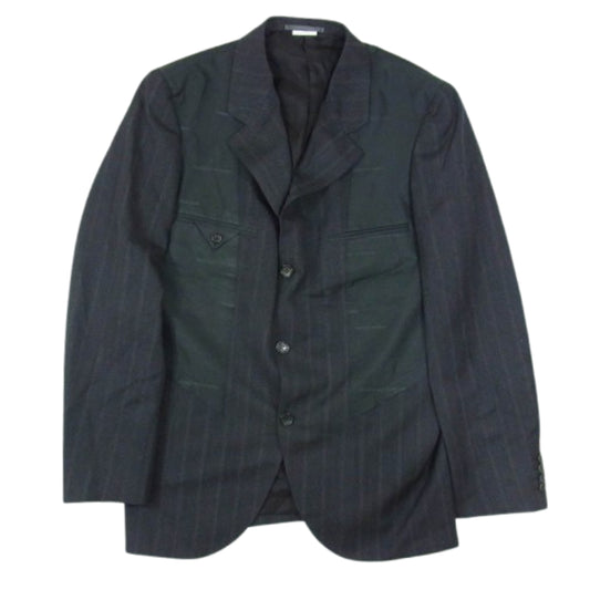 COMME des GARCONS HOMME DEUX コムデギャルソンオムドゥ AD2024 DN-J036 インサイドアウト ロゴ総柄 ウール テーラード ジャケット ブラック系 L【極上美品】【中古】