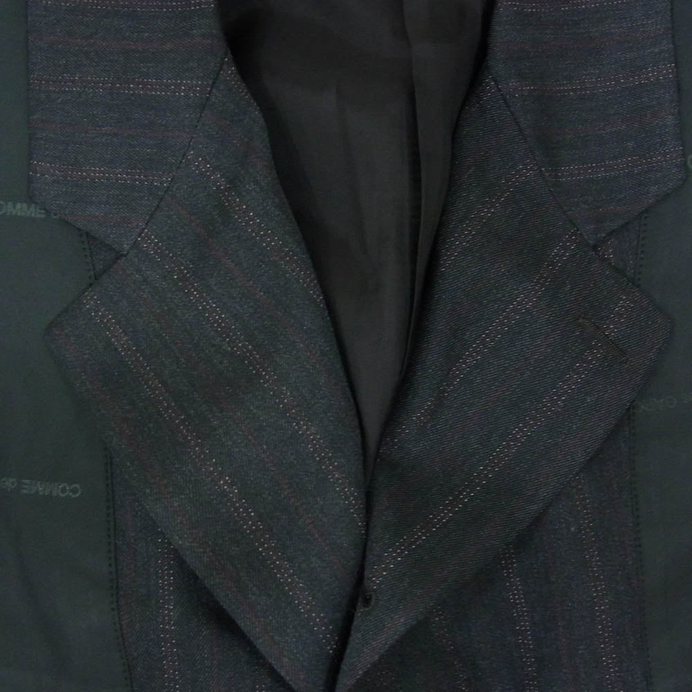 COMME des GARCONS HOMME DEUX コムデギャルソンオムドゥ AD2024 DN-J036 インサイドアウト ロゴ総柄 ウール テーラード ジャケット ブラック系 L【極上美品】【中古】