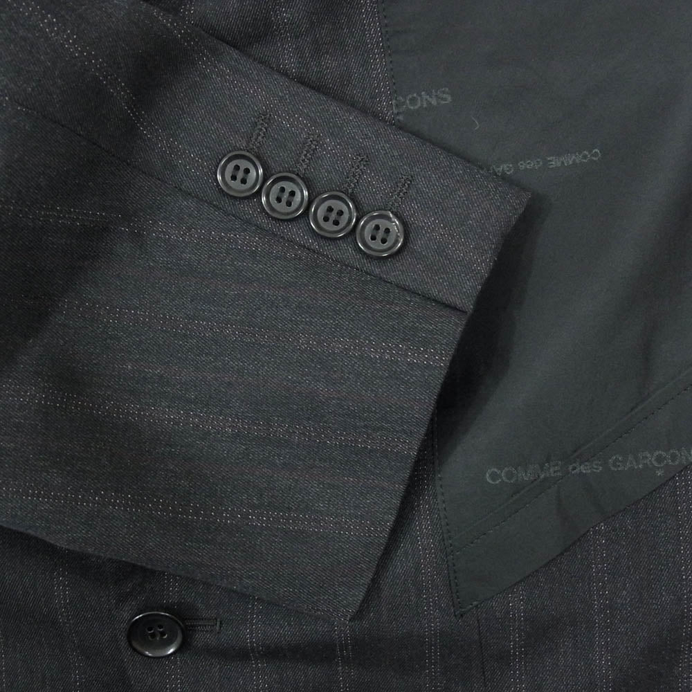 COMME des GARCONS HOMME DEUX コムデギャルソンオムドゥ AD2024 DN-J036 インサイドアウト ロゴ総柄 ウール テーラード ジャケット ブラック系 L【極上美品】【中古】