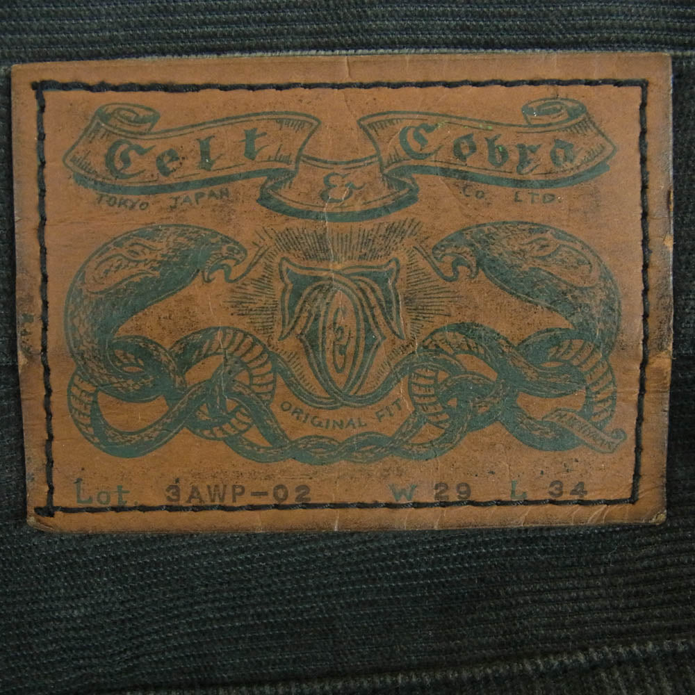 Celt&Cobra ケルト&コブラ 3AWP-02 レザー コーデュロイ パンツ 日本製 ダークグレー系 W29 L34【中古】