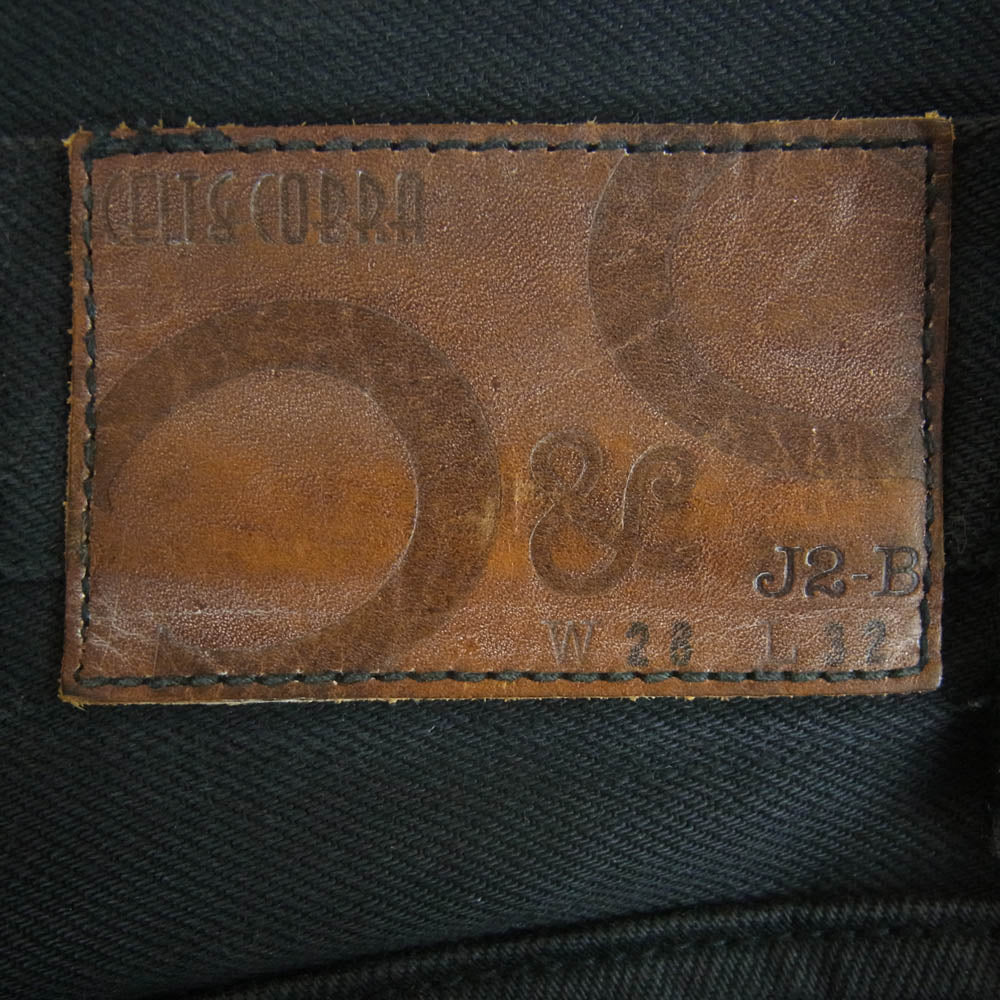 Celt&Cobra ケルト&コブラ J2-B レザーポケット フレア スリム ブラック デニム パンツ ブラック系 W28 L32【中古】