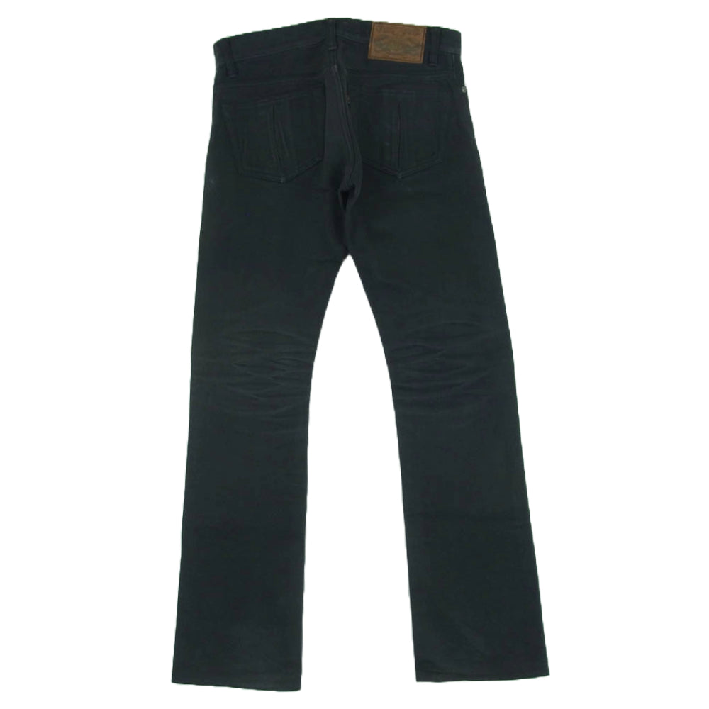 Celt&Cobra ケルト&コブラ J2-B レザーポケット フレア スリム ブラック デニム パンツ ブラック系 W29 L36【中古】