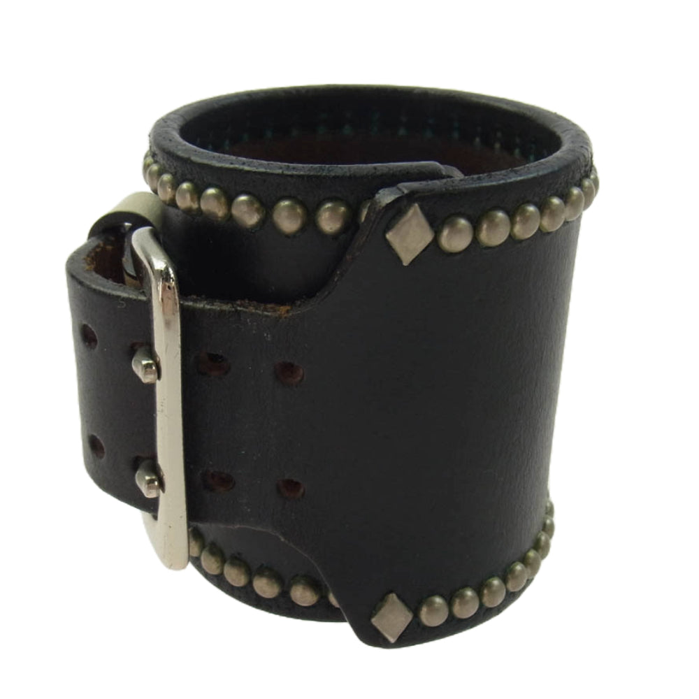 WOLF'S HEAD ウルフズヘッド ラウンドスタッズ レザー ブレスレット ブラック系【中古】