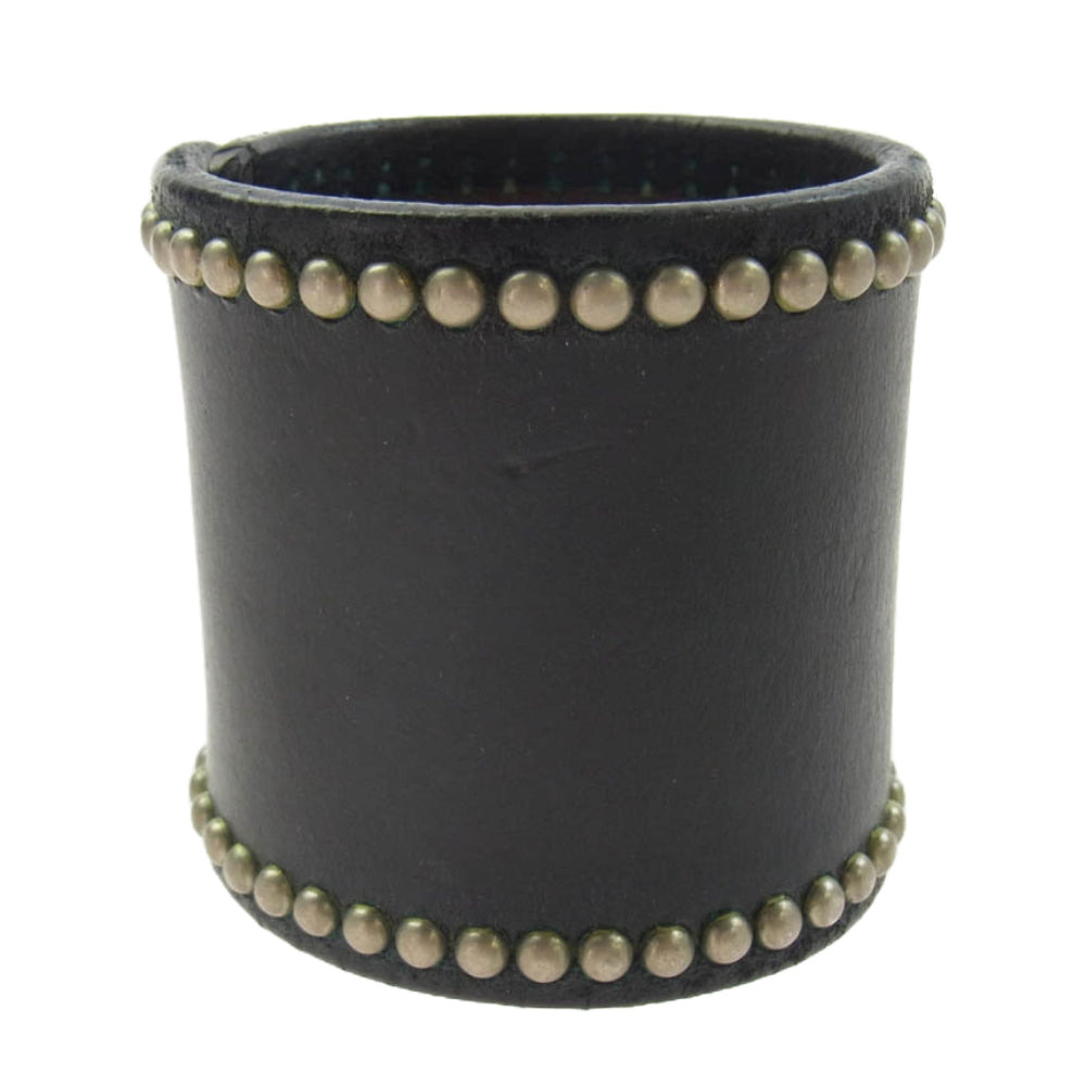 WOLF'S HEAD ウルフズヘッド ラウンドスタッズ レザー ブレスレット ブラック系【中古】