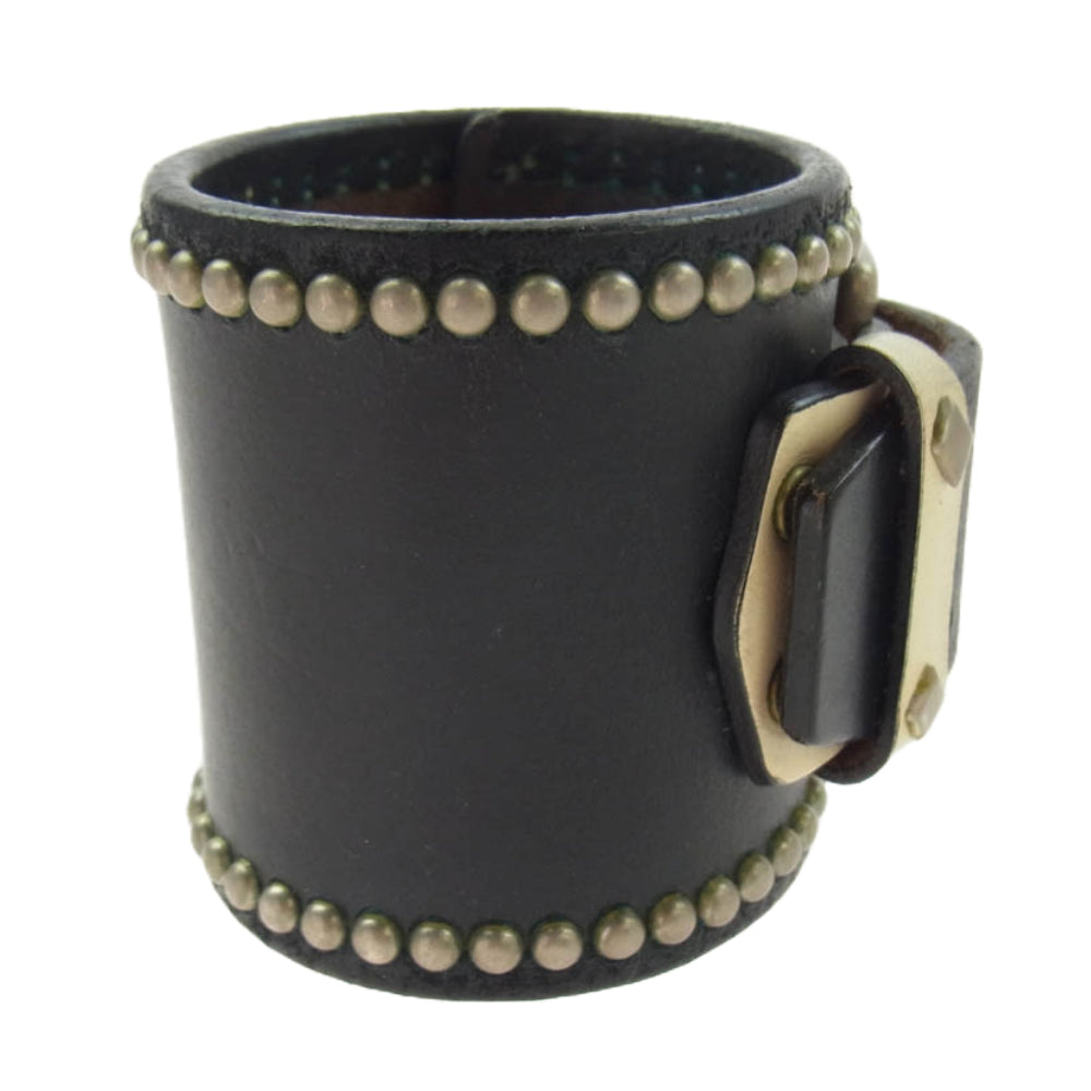 WOLF'S HEAD ウルフズヘッド ラウンドスタッズ レザー ブレスレット ブラック系【中古】