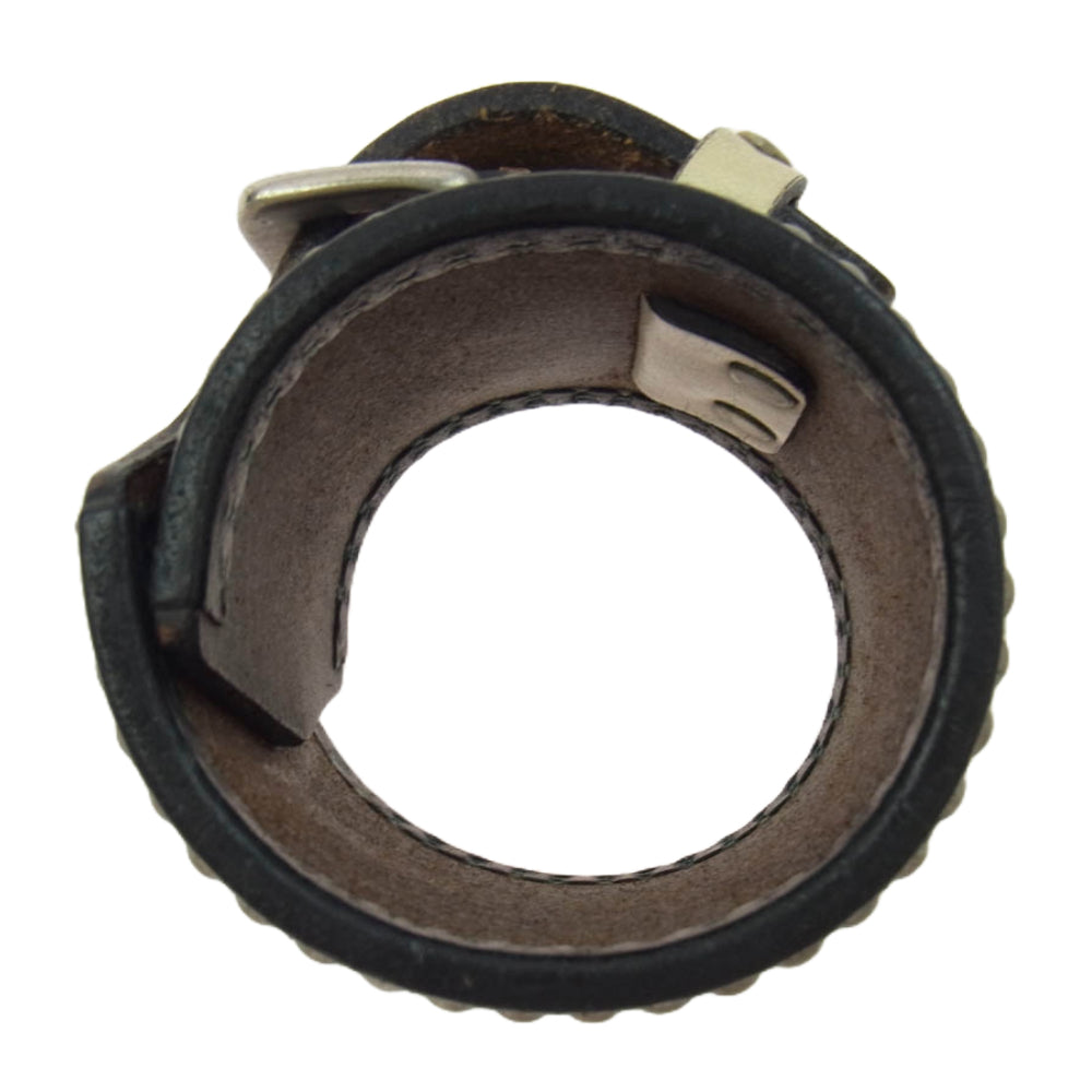 WOLF'S HEAD ウルフズヘッド ラウンドスタッズ レザー ブレスレット ブラック系【中古】