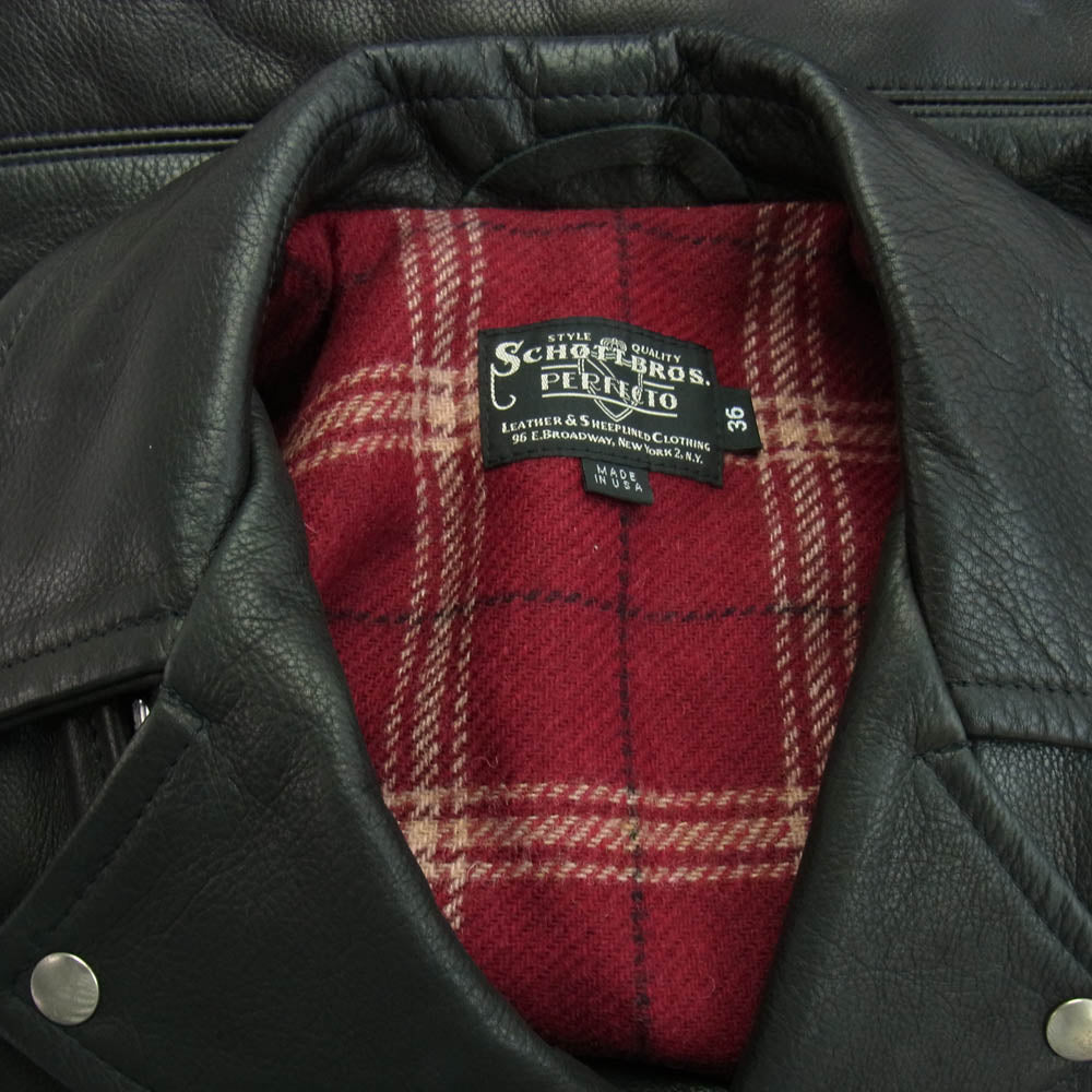 schott ショット 7821950020 528US COW NEW NAKED D-POCKET RIDERS ニューネイキッド レザー ダブルライダース ジャケット ブラック系 36【中古】