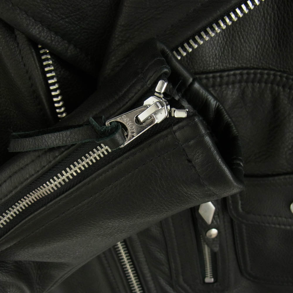 schott ショット 7821950020 528US COW NEW NAKED D-POCKET RIDERS ニューネイキッド レザー ダブルライダース ジャケット ブラック系 36【中古】