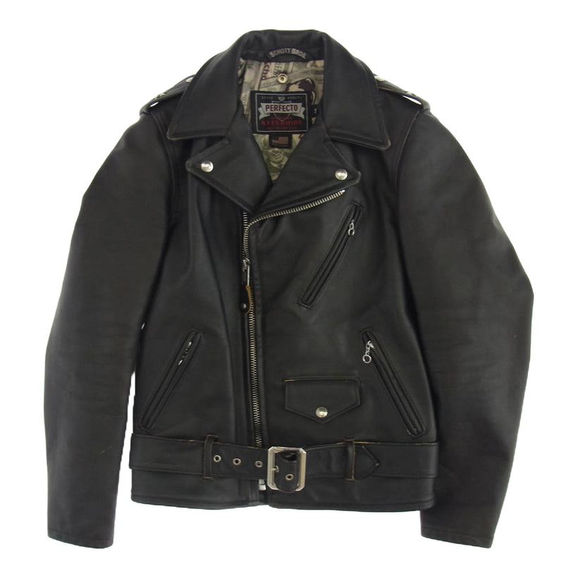 schott ショット 110周年限定 658US ONE STAR RIDERS ワンスター レザー ダブルライダース ジャケット 茶芯 ブラック系 36【中古】
