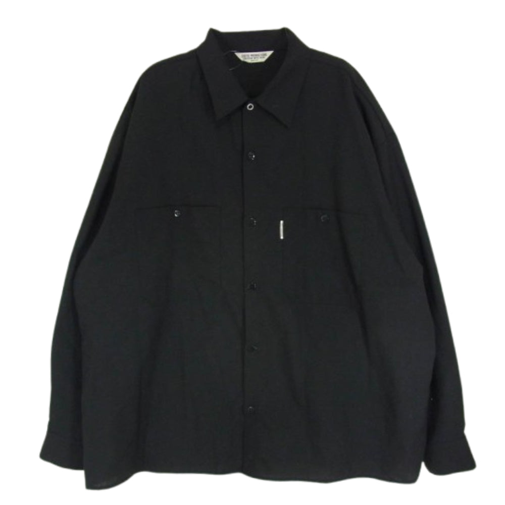 COOTIE クーティー 22AW T/W Work L/S Shirt ウォッシャブルTWウール ロングスリーブ ワーク シャツ ブラック系 M【中古】