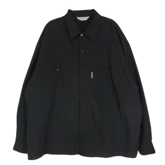 COOTIE クーティー 22AW T/W Work L/S Shirt ウォッシャブルTWウール ロングスリーブ ワーク シャツ ブラック系 M【中古】