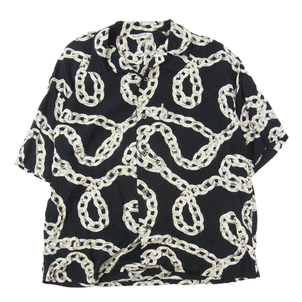 COOTIE クーティー 23SS CTE-23S411 Rayon Open Collar S/S Shirt チェーンパターン オープンカラー レーヨン  半袖 シャツ ブラック系 M【中古】