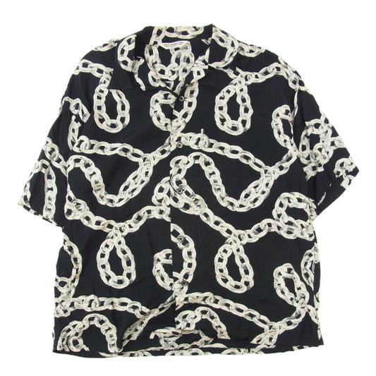 COOTIE クーティー 23SS CTE-23S411 Rayon Open Collar S/S Shirt チェーンパターン オープンカラー レーヨン  半袖 シャツ ブラック系 M【中古】