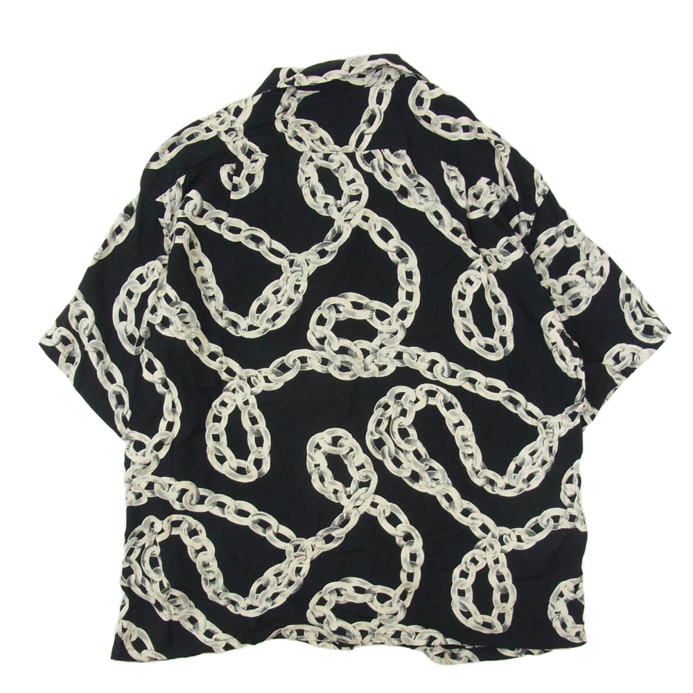 COOTIE クーティー 23SS CTE-23S411 Rayon Open Collar S/S Shirt チェーンパターン オープンカラー レーヨン  半袖 シャツ ブラック系 M【中古】
