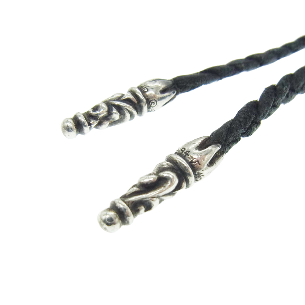 CHROME HEARTS クロムハーツ（原本無） LEATHER BRAID スクロール レザーブレード ネックレス ブラック系 シルバー系【中古】