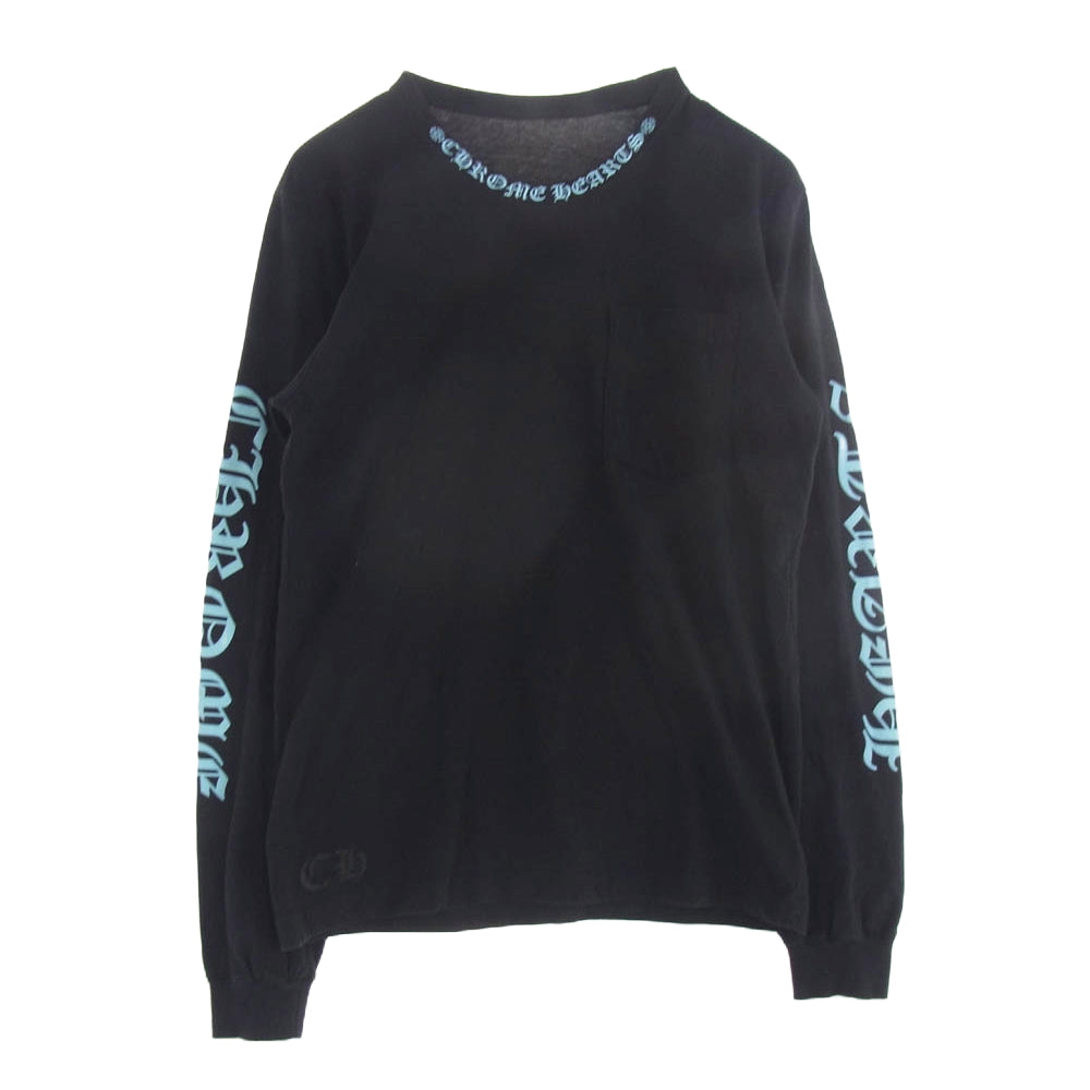 CHROME HEARTS クロムハーツ（原本無） Neck Logo L/S Tee ネックロゴ アームプリント ロングスリーブ カットソー 長袖 ブラック系 M【中古】