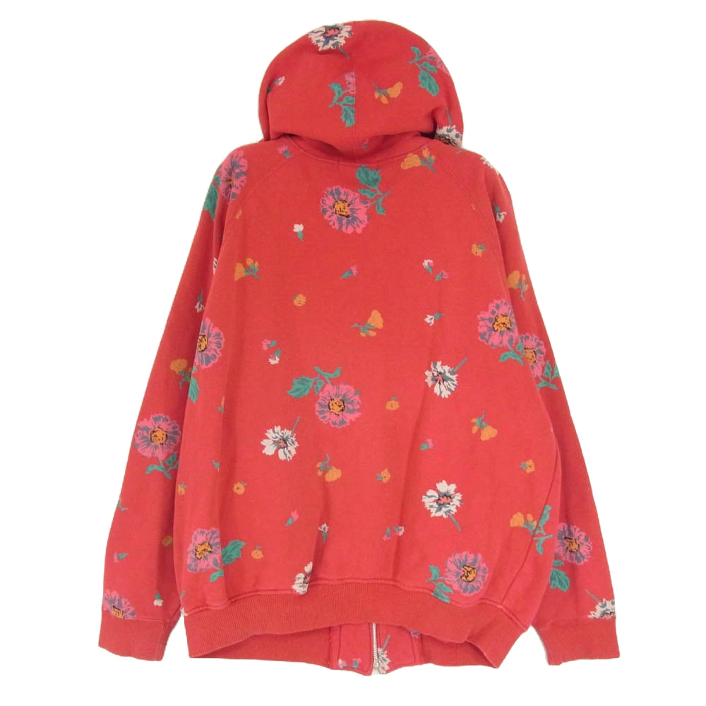 KENZO ケンゾー D-OS 1195 オールド 花柄 総柄 ジップアップ パーカー レッド系 38【中古】