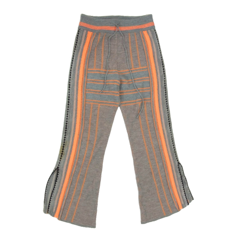 マメクロゴウチ MM19AW-KN028 イレギュラーストライプ ウールニットパンツ グレー系 2【中古】
