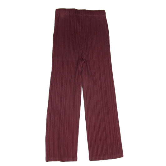 PLEATS PLEASE プリーツプリーズ イッセイミヤケ PP33JF143 プリーツ加工 ストレート ロング パンツ バーガンディ エンジ系 サイズ表記無【中古】