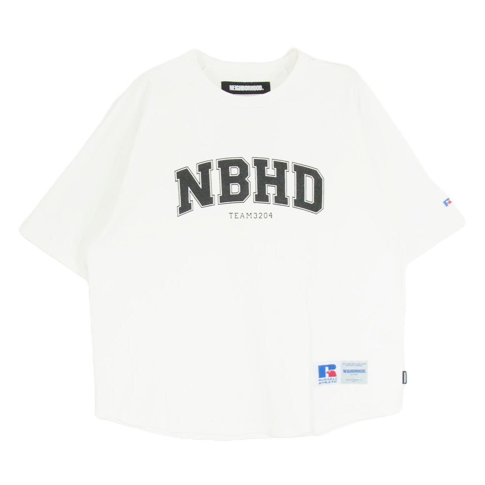 NEIGHBORHOOD ネイバーフッド 24SS × RUSSELL ATHLETIC ラッセルアスレティック フロントロゴプリント Tシャツ 半袖カットソー ホワイト系 M【中古】