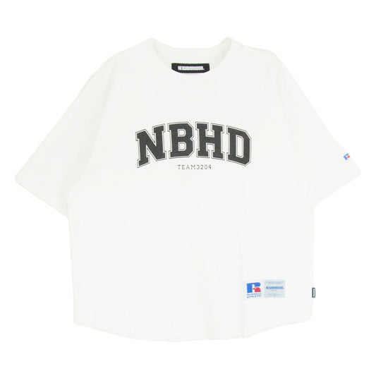 NEIGHBORHOOD ネイバーフッド 24SS × RUSSELL ATHLETIC ラッセルアスレティック フロントロゴプリント Tシャツ 半袖カットソー ホワイト系 M【中古】