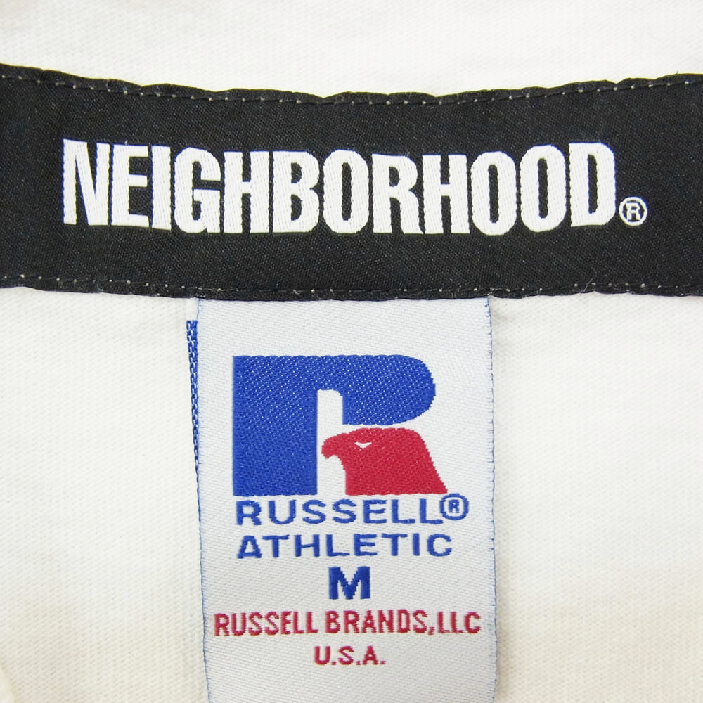 NEIGHBORHOOD ネイバーフッド 24SS × RUSSELL ATHLETIC ラッセルアスレティック フロントロゴプリント Tシャツ 半袖カットソー ホワイト系 M【中古】