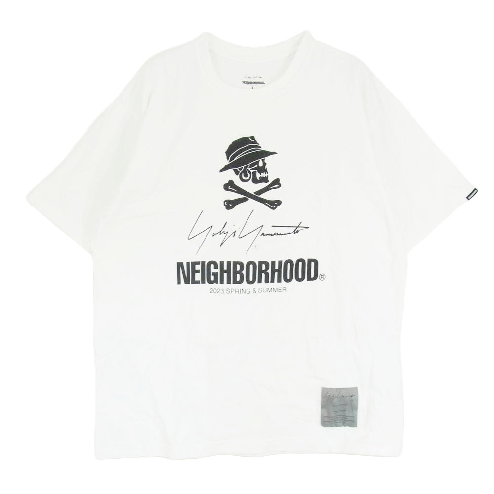 Yohji Yamamoto ヨウジヤマモト 23SS HZ-T62-287 × NEIGHBORHOOD ネイバーフッド スカルロゴプリント Ｔシャツ 半袖 カットソー ホワイト系 L【中古】