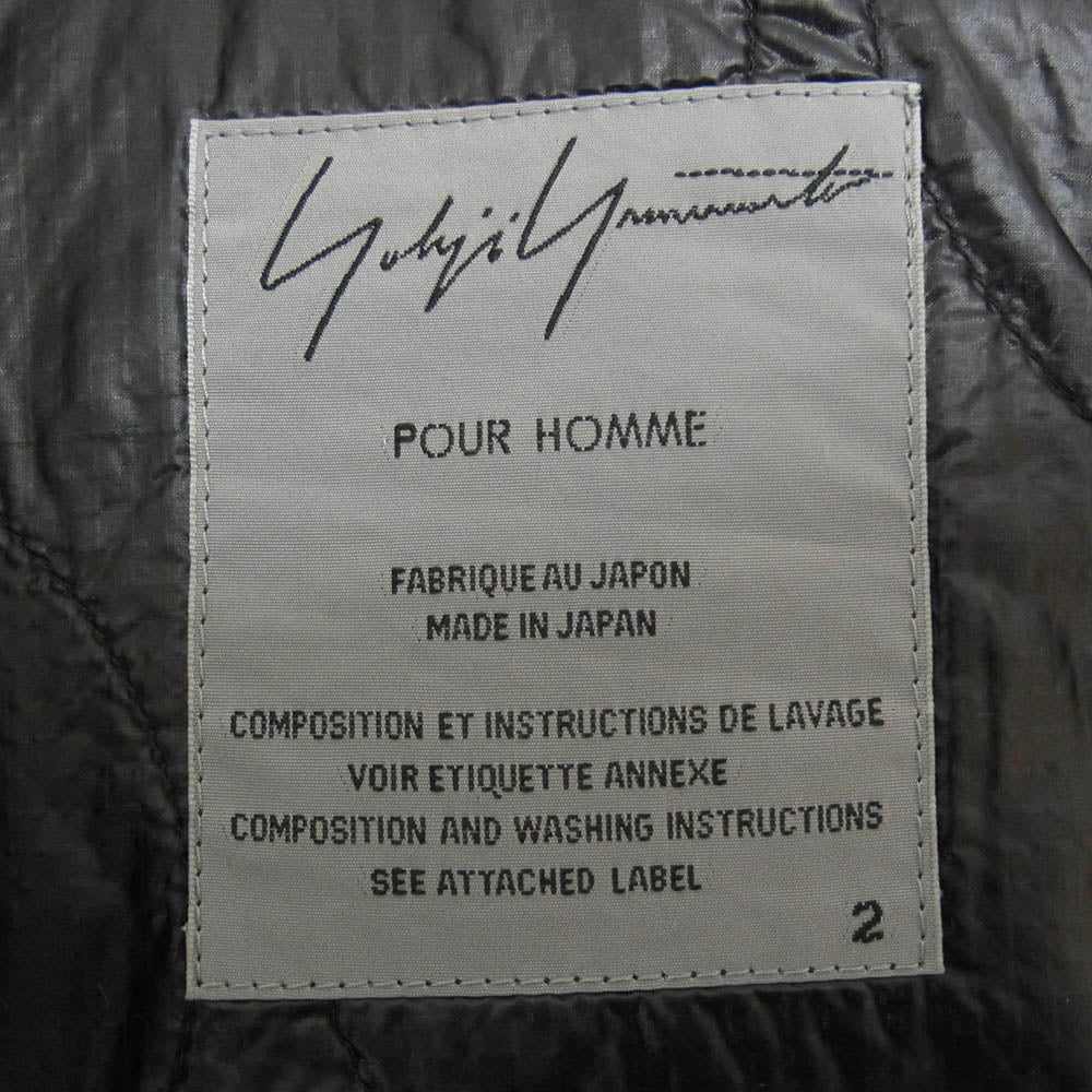 Yohji Yamamoto POUR HOMME ヨウジヤマモトプールオム 21AW HX-Y03-805 ダブルジップ 中綿 フーデッド ナイロンジャケット ブラック系 2【中古】