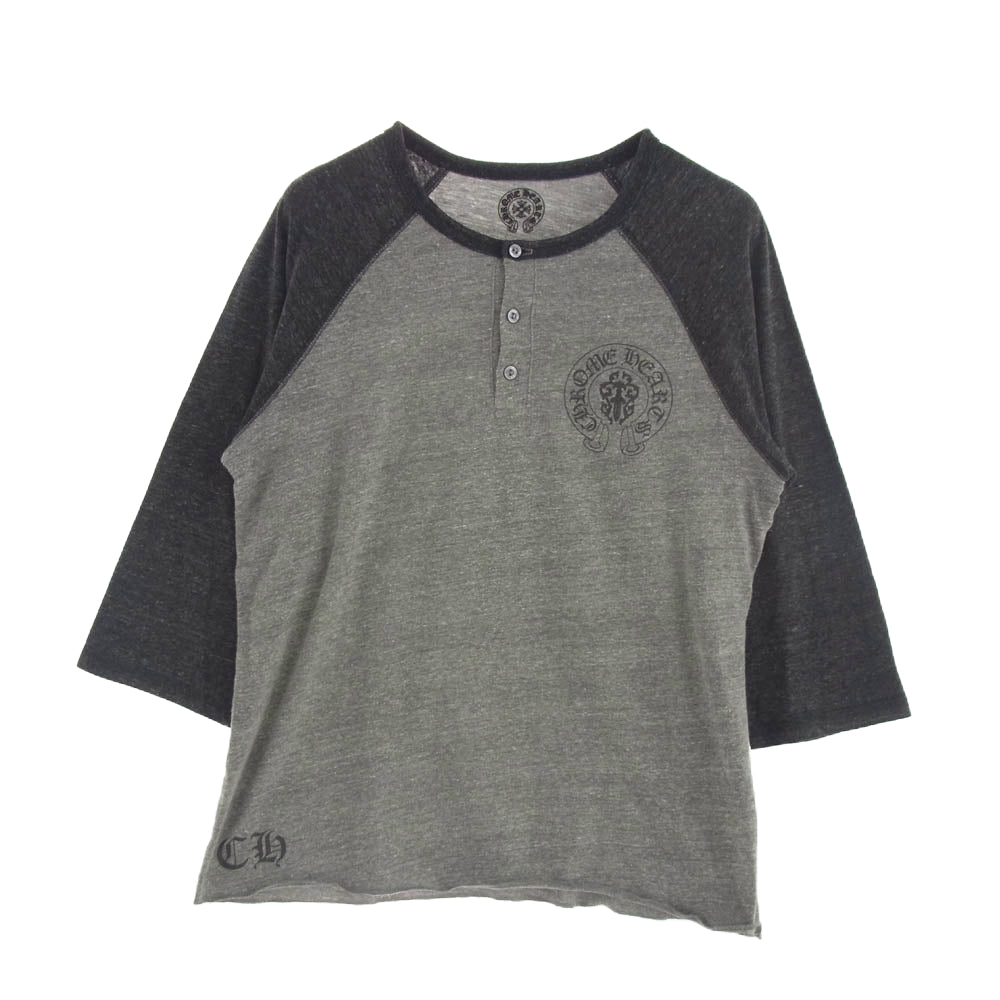 CHROME HEARTS クロムハーツ（原本無） AMERICAN FLAG アメリカンフラッグ ヘンリーネック ラグランスリーブ カットソー Tシャツ グレー系 ダークグレー系 S【中古】