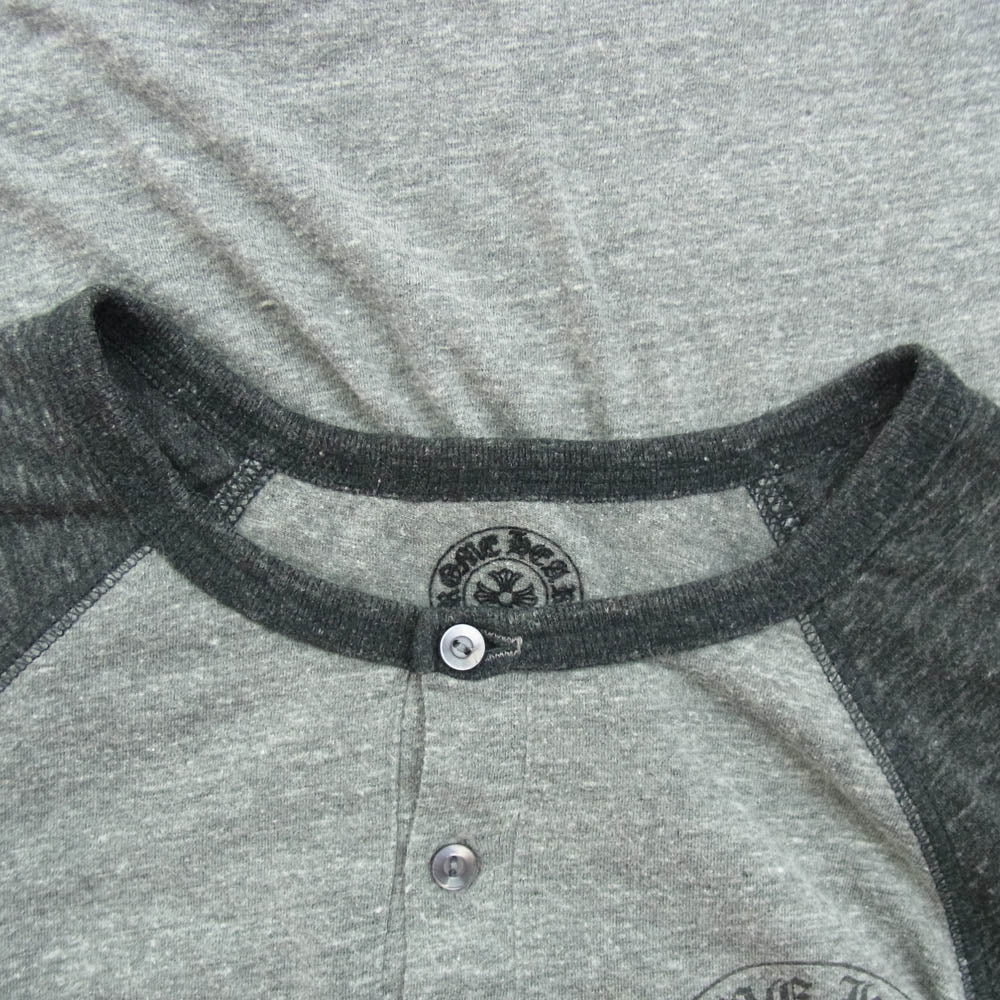 CHROME HEARTS クロムハーツ（原本無） AMERICAN FLAG アメリカンフラッグ ヘンリーネック ラグランスリーブ カットソー Tシャツ グレー系 ダークグレー系 S【中古】