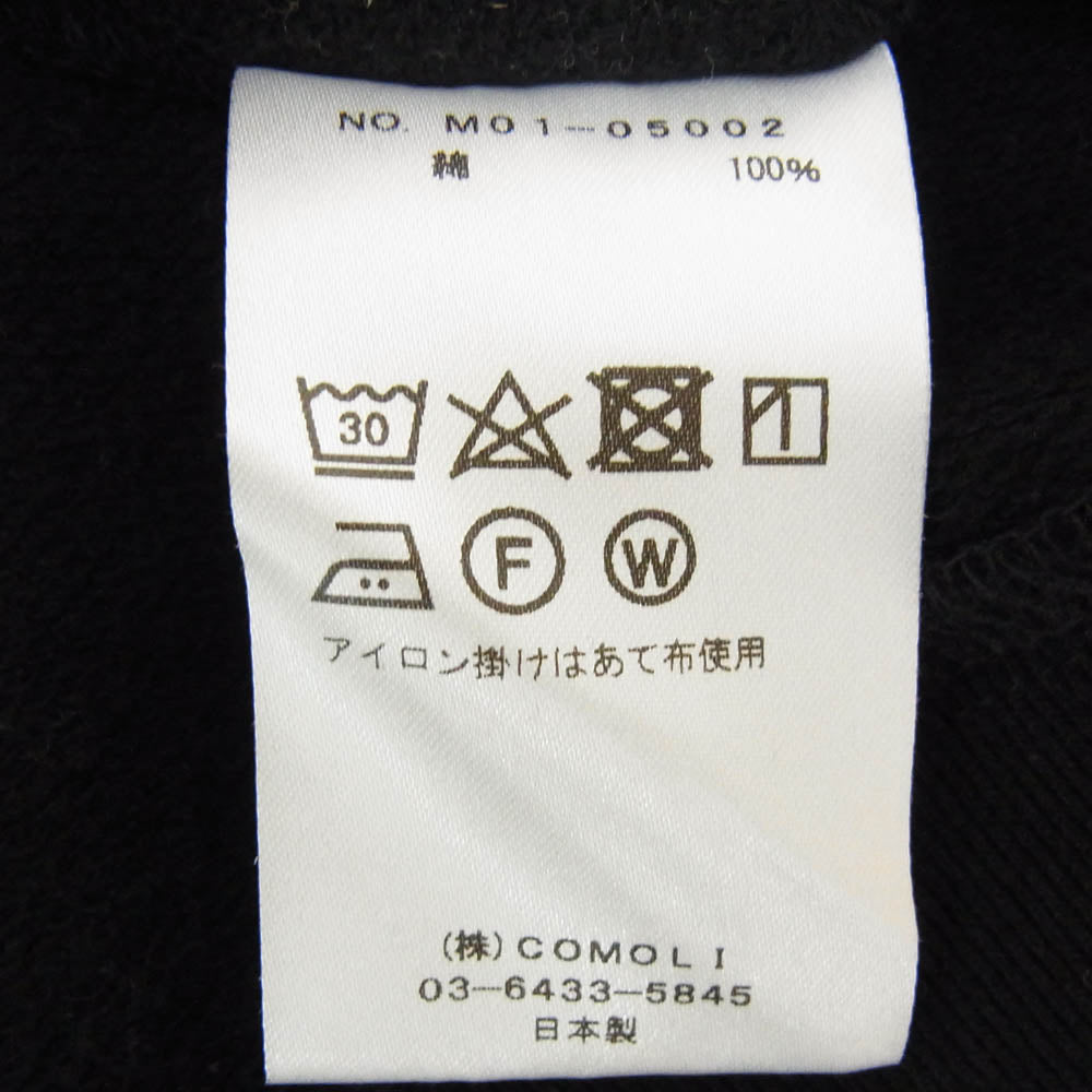 COMOLI コモリ 18SS M01-05002 インレイ起毛 スウェット パーカー ブラック系 3【中古】